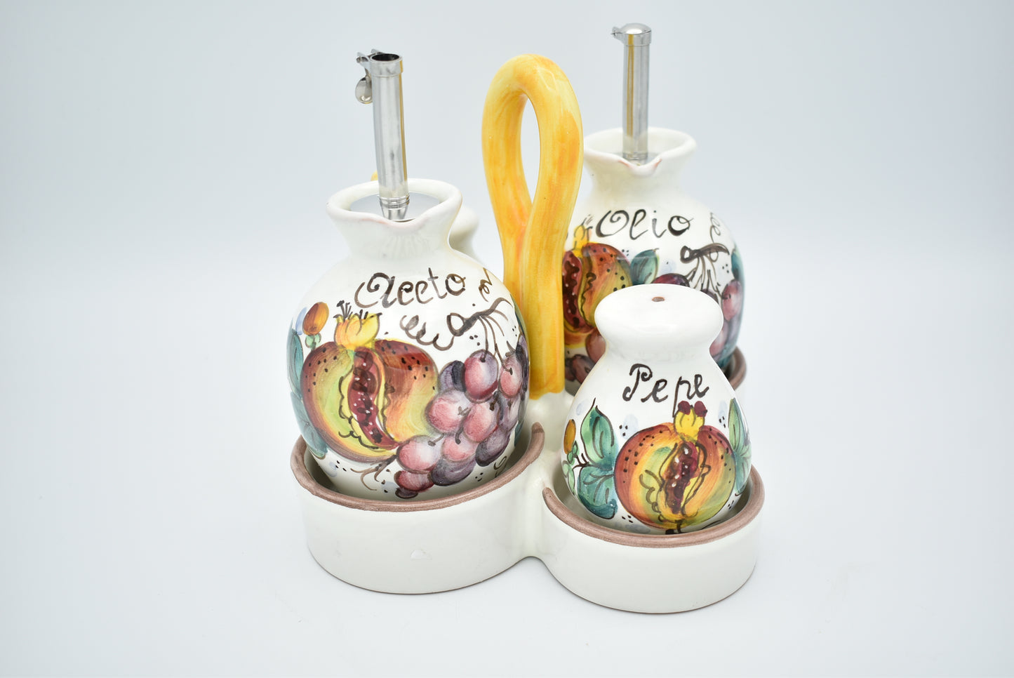Set in ceramica per olio, aceto, sale e pepe