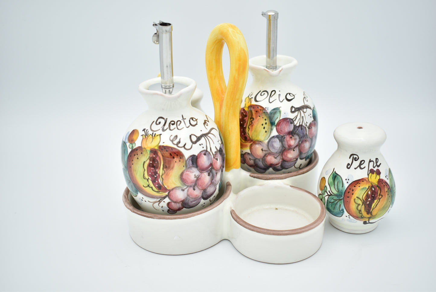 Set in ceramica per olio, aceto, sale e pepe