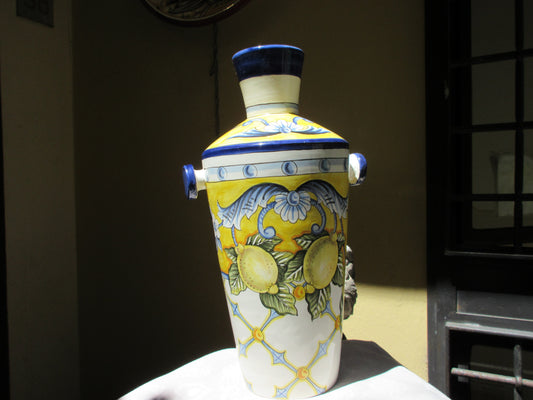 Tuscan hand made vase in modern shape and traditional design