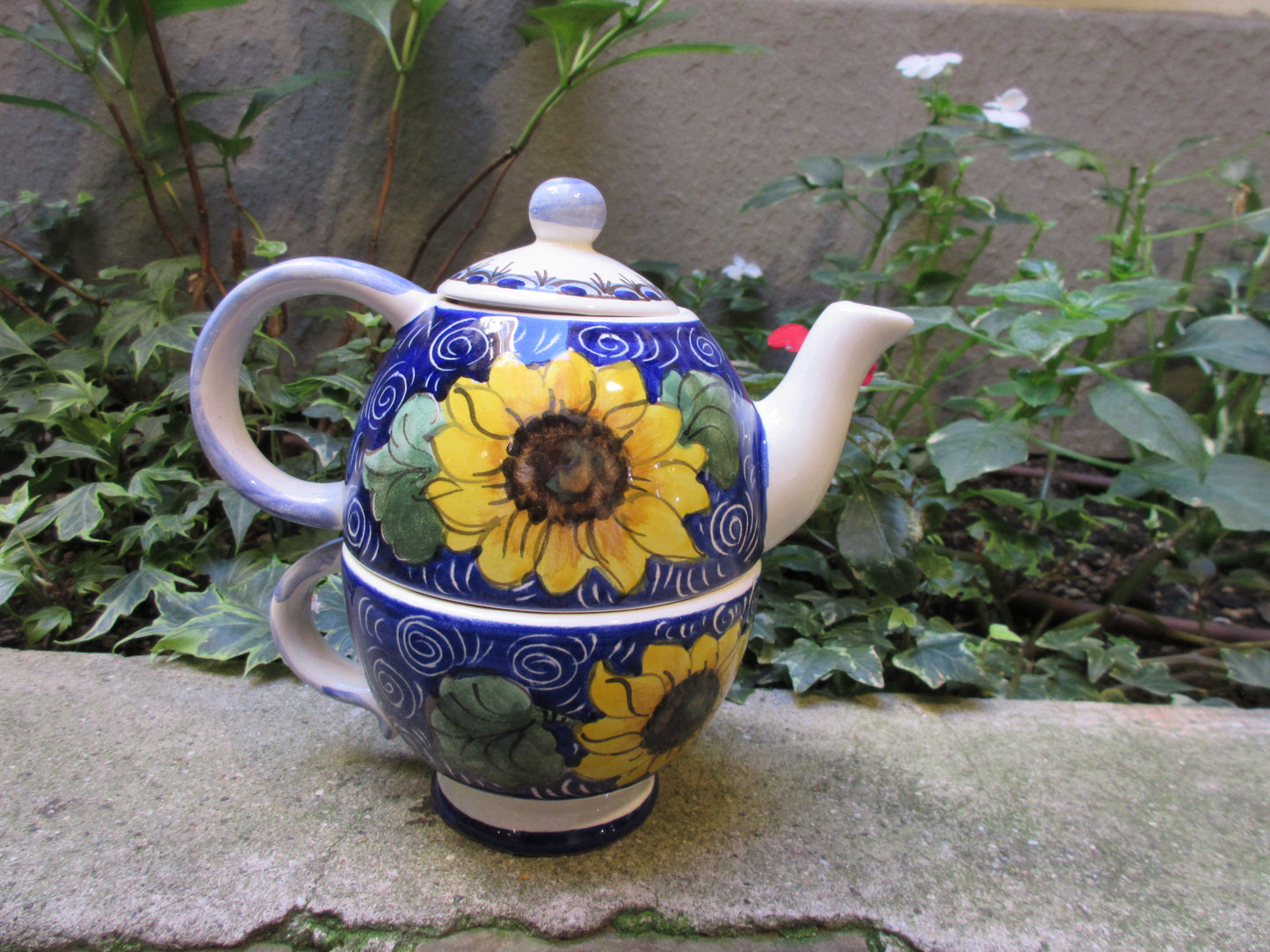 teiera e tazza in ceramica