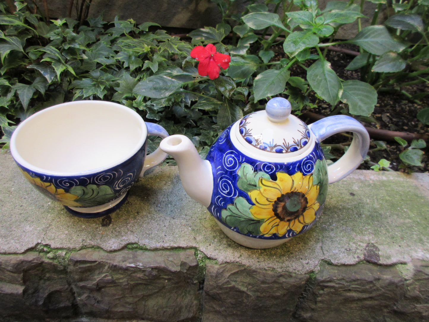 teiera e tazza in ceramica