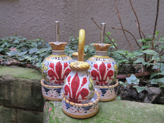 Set in ceramica per olio, aceto, sale e pepe